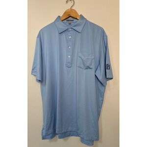 Peter Millar Polo Summer Comfort PGA Tour Issued Shirt Mens Large Blue Logo Golf